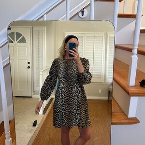 Ganni Brown and Black Long Sleeve Dress